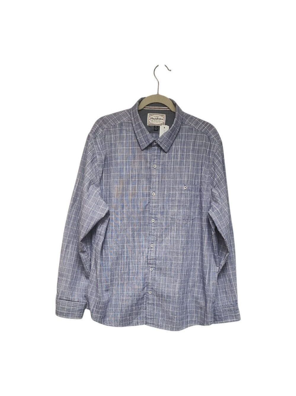 Stitch Fix Flag & Anthem Men's Chambray Blue Striped Pocket Button-Up Shirt XL